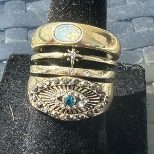 SZ 7 Gold Plated set of 3 Rings Spiritual